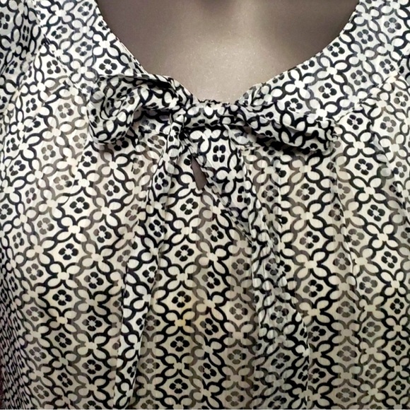 Sara Michelle Black & Cream Ruffle Sleeve Casual Workwear Blouse Top, Size L - Picture 3 of 13